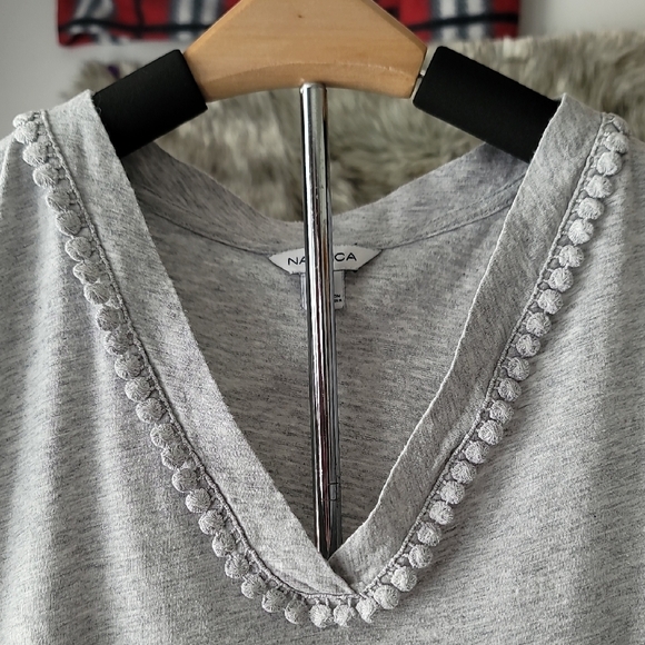Nautica Gray V-Neck Short Sleeve Tee - Picture 6 of 9